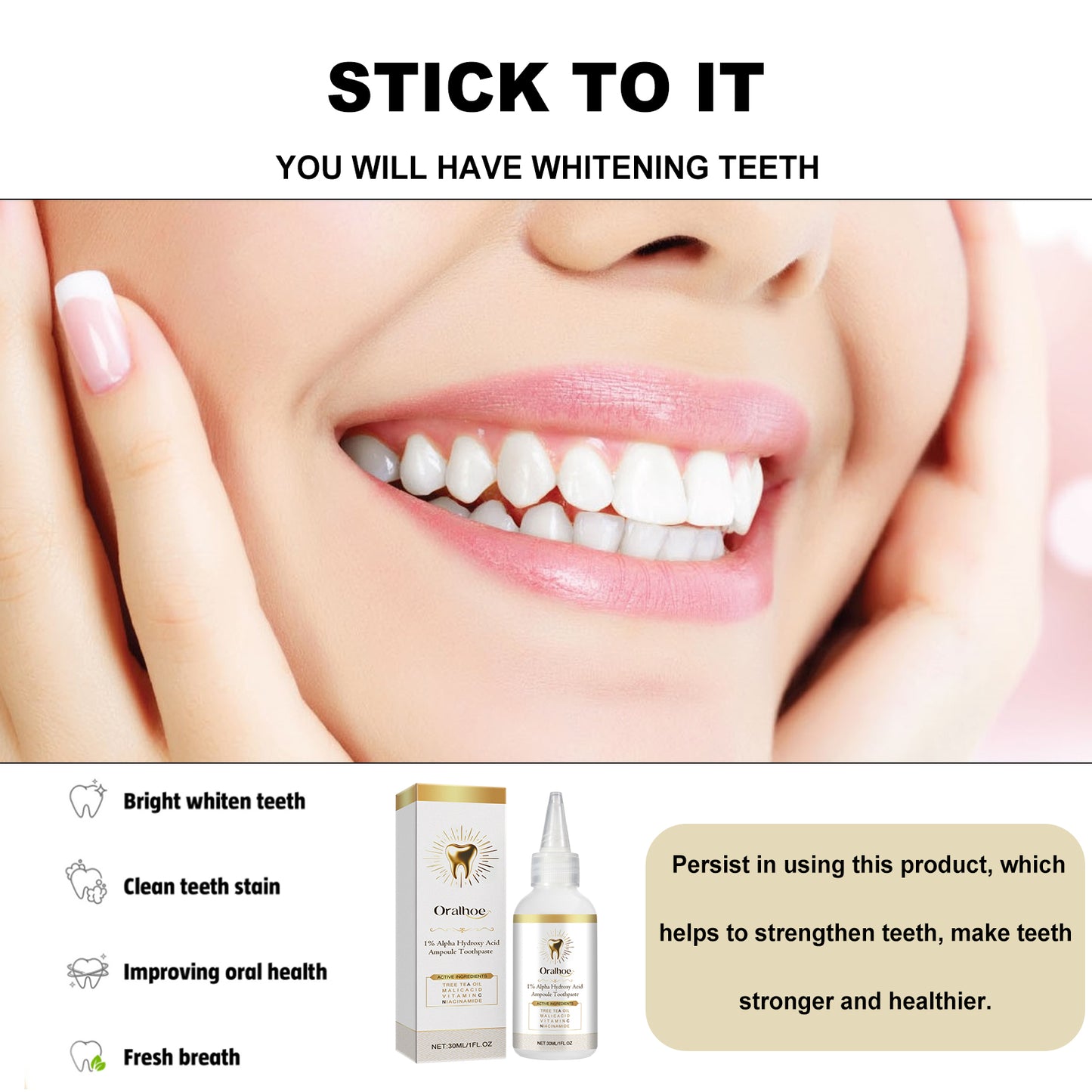 Brightening Toothpaste Deep Cleans Stains, Whitens Teeth, Reduces Bad Breath And Freshens Breath