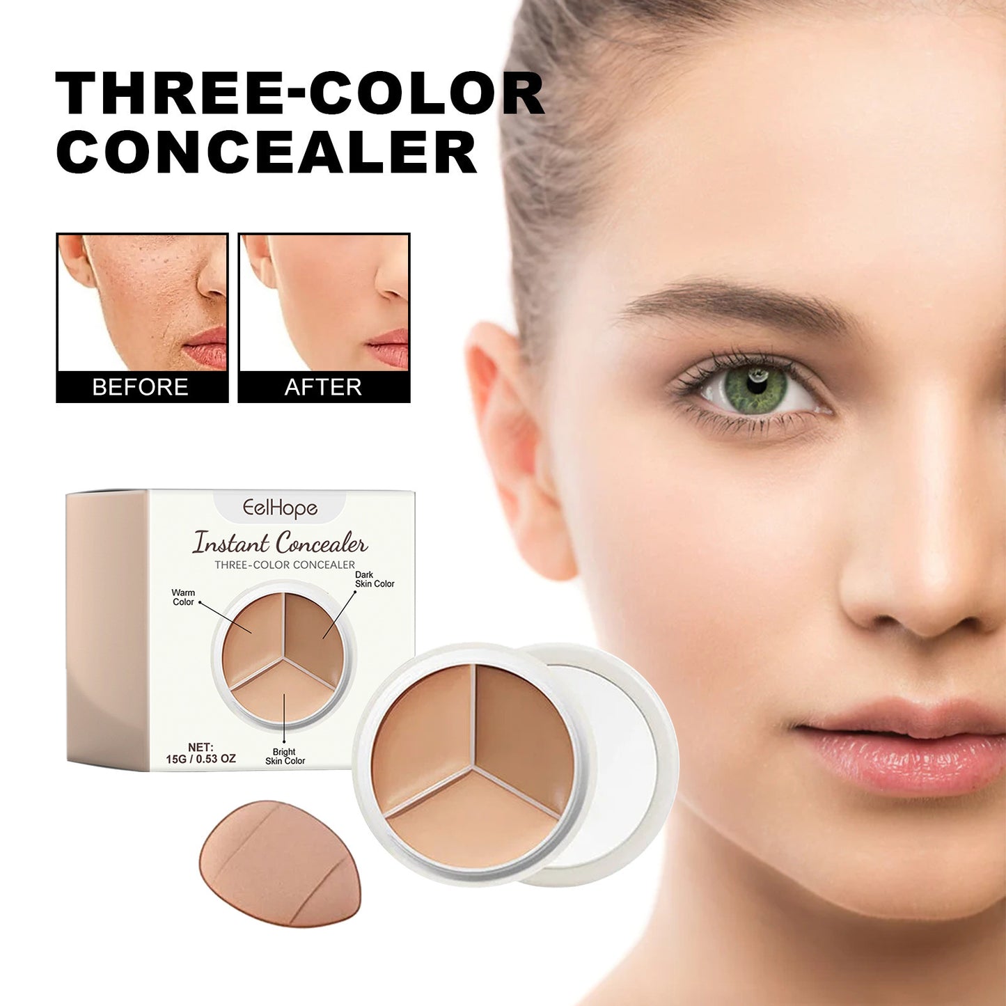 Three-Color Concealer, Natural Cover Dark Black Rim Of The Eye Spots Blain To Imprint Carry Bright Color Of Skin Concealer