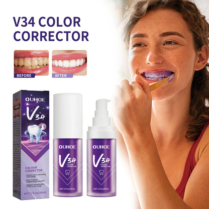 V34 Purple Whitening Toothpaste, Removal Teeth Tartar Oral Cleaning Repair Teeth Whitening Toothpaste