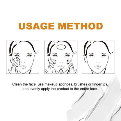 Foundation Cream, Natural Adherence To Non-Greasy Brightening Skin Color Concealer Moisturizing Makeup Cream